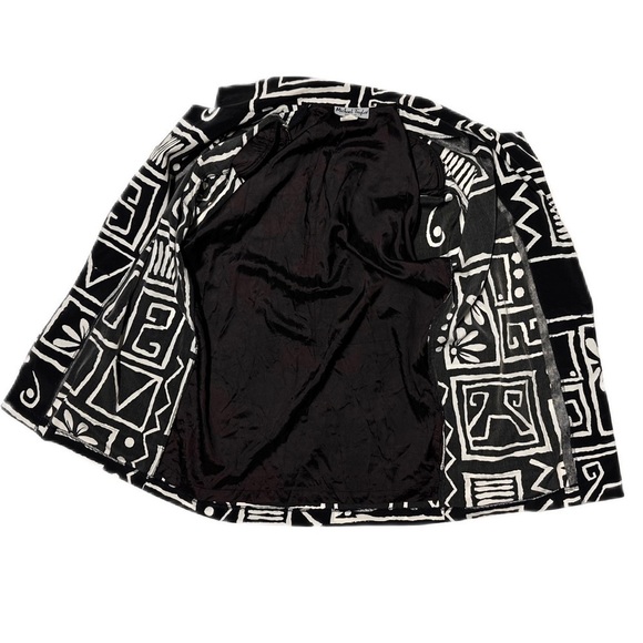 Vintage 90s Oversized Soft Michael Taylor Geometric Long Button Jacket Blazer S - Picture 11 of 11